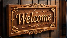 تابلو و نوشته حکاکیشده روی چوب